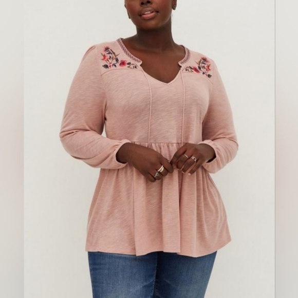 Torrid Pink Embroidered Women's Top - Picture 1 of 8